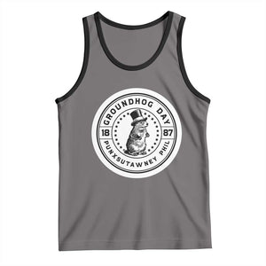 Punxsutawney Phil Groundhog Day Tank Top Funny Woodchuck Day 1887 TS11 Deep Heather Black Print Your Wear