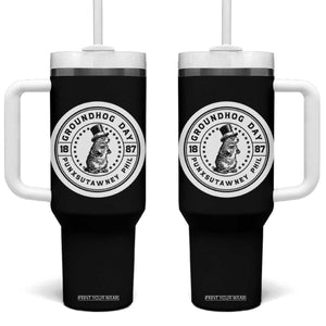 Punxsutawney Phil Groundhog Day Tumbler With Handle Funny Woodchuck Day 1887 TS11 One Size: 40 oz Black Print Your Wear