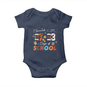 I Survived 67 33 Days Of School Baby Onesie Funny 100th Days of School 67 Sport Lover TS11 Navy Print Your Wear