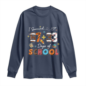 I Survived 67 33 Days Of School Long Sleeve Shirt Funny 100th Days of School 67 Sport Lover TS11 Navy Print Your Wear