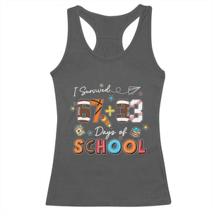 I Survived 67 33 Days Of School Racerback Tank Top Funny 100th Days of School 67 Sport Lover TS11 Dark Heather Print Your Wear