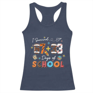 I Survived 67 33 Days Of School Racerback Tank Top Funny 100th Days of School 67 Sport Lover TS11 Navy Print Your Wear