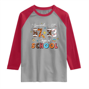 I Survived 67 33 Days Of School Raglan Shirt Funny 100th Days of School 67 Sport Lover TS11 Sport Gray Red Print Your Wear
