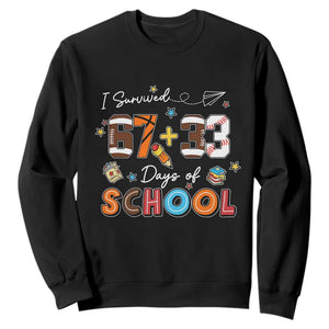 I Survived 67 33 Days Of School Sweatshirt Funny 100th Days of School 67 Sport Lover TS11 Black Print Your Wear