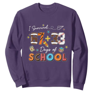 I Survived 67 33 Days Of School Sweatshirt Funny 100th Days of School 67 Sport Lover TS11 Purple Print Your Wear
