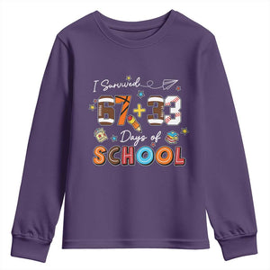 I Survived 67 33 Days Of School Youth Sweatshirt Funny 100th Days of School 67 Sport Lover TS11 Purple Print Your Wear