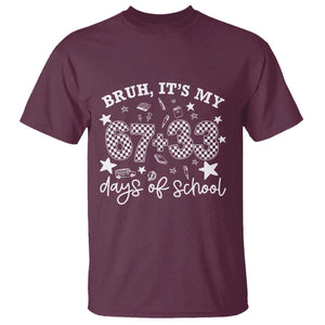 Bruh It Is My 67 33 Days Of School T Shirt 100th Days Of School Funny 67 Groovy Checkered TS11 Maroon Print Your Wear