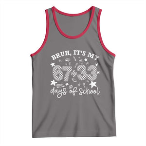 Bruh It Is My 67 33 Days Of School Tank Top 100th Days Of School Funny 67 Groovy Checkered TS11 Deep Heather Red Print Your Wear