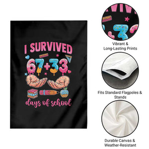 I Survived 67 33 Days Of School Garden Flag Funny 100 Days of School 67 Ice Cream Drip TS11 Print Your Wear