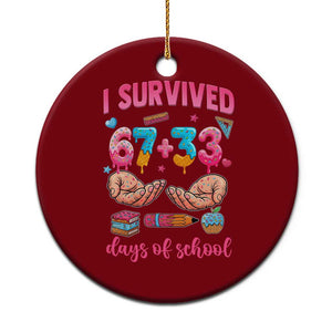 I Survived 67 33 Days Of School Ceramic Ornament Funny 100 Days of School 67 Ice Cream Drip TS11 1pc Red Print Your Wear