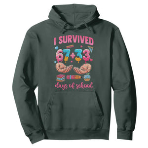 I Survived 67 33 Days Of School Hoodie Funny 100 Days of School 67 Ice Cream Drip TS11 Dark Forest Green Print Your Wear