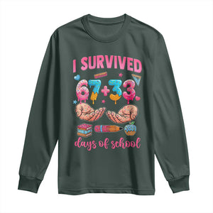 I Survived 67 33 Days Of School Long Sleeve Shirt Funny 100 Days of School 67 Ice Cream Drip TS11 Dark Forest Green Print Your Wear