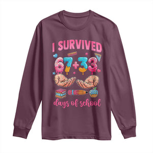 I Survived 67 33 Days Of School Long Sleeve Shirt Funny 100 Days of School 67 Ice Cream Drip TS11 Maroon Print Your Wear