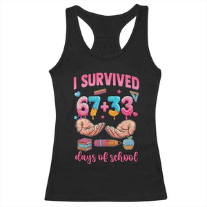 I Survived 67 33 Days Of School Racerback Tank Top Funny 100 Days of School 67 Ice Cream Drip TS11 Black Print Your Wear