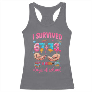 I Survived 67 33 Days Of School Racerback Tank Top Funny 100 Days of School 67 Ice Cream Drip TS11 Charcoal Print Your Wear