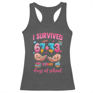 I Survived 67 33 Days Of School Racerback Tank Top Funny 100 Days of School 67 Ice Cream Drip TS11 Dark Heather Print Your Wear