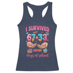 I Survived 67 33 Days Of School Racerback Tank Top Funny 100 Days of School 67 Ice Cream Drip TS11 Navy Print Your Wear