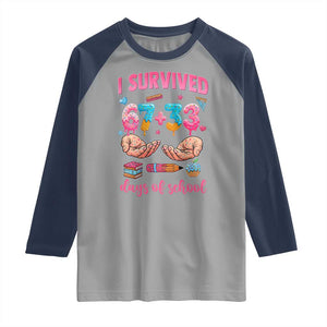I Survived 67 33 Days Of School Raglan Shirt Funny 100 Days of School 67 Ice Cream Drip TS11 Sport Gray Navy Print Your Wear
