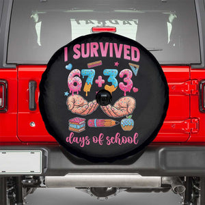 I Survived 67 33 Days Of School Spare Tire Cover Funny 100 Days of School 67 Ice Cream Drip TS11 Black Print Your Wear
