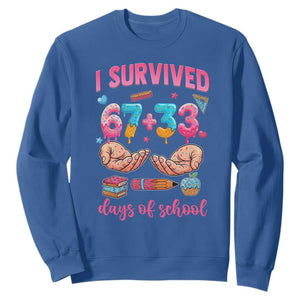 I Survived 67 33 Days Of School Sweatshirt Funny 100 Days of School 67 Ice Cream Drip TS11 Royal Blue Print Your Wear
