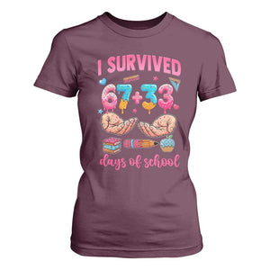I Survived 67 33 Days Of School T Shirt For Women Funny 100 Days of School 67 Ice Cream Drip TS11 Maroon Print Your Wear