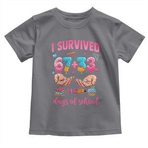I Survived 67 33 Days Of School Toddler T Shirt Funny 100 Days of School 67 Ice Cream Drip TS11 Charcoal Print Your Wear