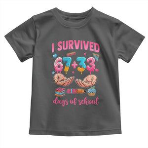 I Survived 67 33 Days Of School Toddler T Shirt Funny 100 Days of School 67 Ice Cream Drip TS11 Dark Heather Print Your Wear
