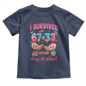 I Survived 67 33 Days Of School Toddler T Shirt Funny 100 Days of School 67 Ice Cream Drip TS11 Navy Print Your Wear