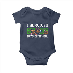 I Survived 67 33 Days Of School Baby Onesie Funny 100 Days of School 67 Pixel Game TS11 Navy Print Your Wear