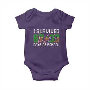 I Survived 67 33 Days Of School Baby Onesie Funny 100 Days of School 67 Pixel Game TS11 Purple Print Your Wear