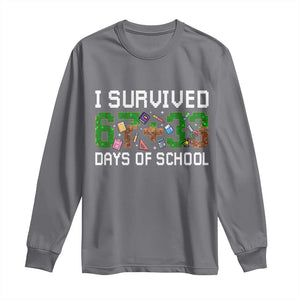 I Survived 67 33 Days Of School Long Sleeve Shirt Funny 100 Days of School 67 Pixel Game - Print Your Wear