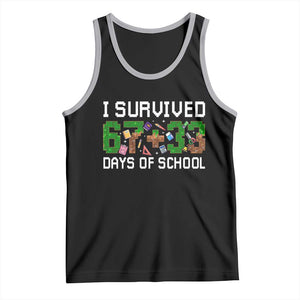 I Survived 67 33 Days Of School Tank Top Funny 100 Days of School 67 Pixel Game TS11 Black Athletic Heather Print Your Wear