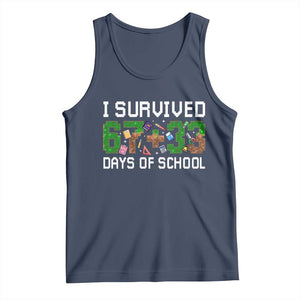 I Survived 67 33 Days Of School Tank Top Funny 100 Days of School 67 Pixel Game TS11 Navy Print Your Wear
