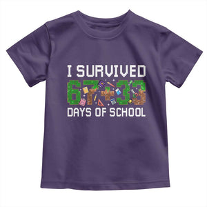 I Survived 67 33 Days Of School Toddler T Shirt Funny 100 Days of School 67 Pixel Game TS11 Purple Print Your Wear