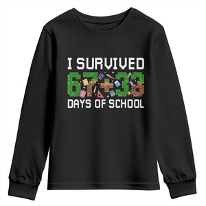 I Survived 67 33 Days Of School Youth Sweatshirt Funny 100 Days of School 67 Pixel Game - Print Your Wear