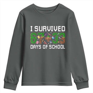 I Survived 67 33 Days Of School Youth Sweatshirt Funny 100 Days of School 67 Pixel Game - Print Your Wear