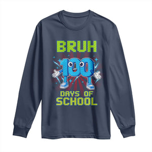 Bruh I Survived 67 33 Days Of School Long Sleeve Shirt Funny 100th Days of School 67 Game Meme TS11 Navy Print Your Wear