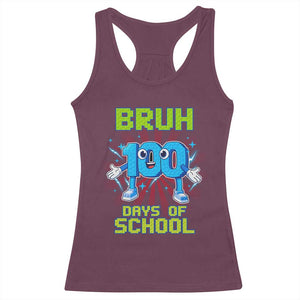 Bruh I Survived 67 33 Days Of School Racerback Tank Top Funny 100th Days of School 67 Game Meme TS11 Maroon Print Your Wear
