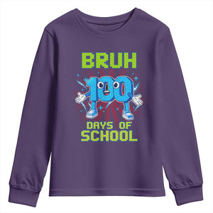 Bruh I Survived 67 33 Days Of School Youth Sweatshirt Funny 100th Days of School 67 Game Meme TS11 Purple Print Your Wear