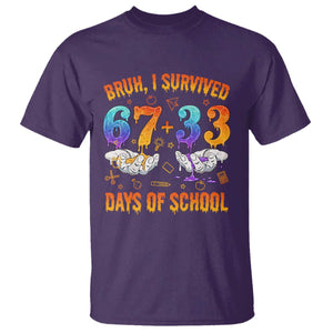 Bruh I Survived 67 33 Days Of School T Shirt Funny 100th Days of School Teacher 67 Drip TS11 Purple Print Your Wear