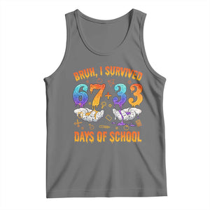 Bruh I Survived 67 33 Days Of School Tank Top Funny 100th Days of School Teacher 67 Drip TS11 Black Heather Print Your Wear