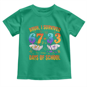 Bruh I Survived 67 33 Days Of School Toddler T Shirt Funny 100th Days of School Teacher 67 Drip TS11 Irish Green Print Your Wear