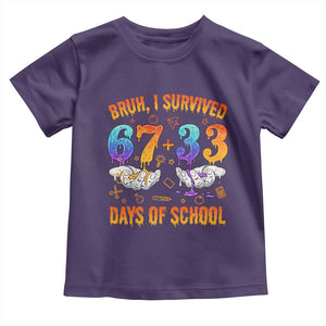 Bruh I Survived 67 33 Days Of School Toddler T Shirt Funny 100th Days of School Teacher 67 Drip TS11 Purple Print Your Wear