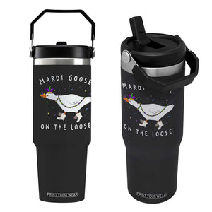Mardi Goose On The Loose Flip Straw Tumbler Funny Mardi Gras Carnival Parade TS11 One Size: 30 oz Black Print Your Wear