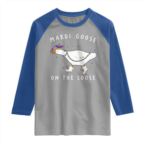 Mardi Goose On The Loose Raglan Shirt Funny Mardi Gras Carnival Parade TS11 Sport Gray Royal Print Your Wear