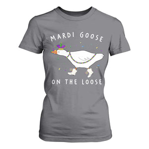 Mardi Goose On The Loose T Shirt For Women Funny Mardi Gras Carnival Parade TS11 Charcoal Print Your Wear