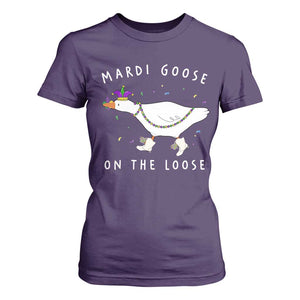 Mardi Goose On The Loose T Shirt For Women Funny Mardi Gras Carnival Parade TS11 Purple Print Your Wear