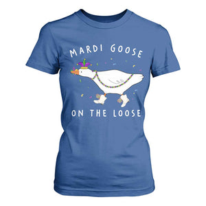 Mardi Goose On The Loose T Shirt For Women Funny Mardi Gras Carnival Parade TS11 Royal Blue Print Your Wear