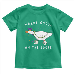 Mardi Goose On The Loose Toddler T Shirt Funny Mardi Gras Carnival Parade TS11 Irish Green Print Your Wear