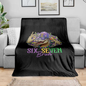 Funny Mardi Gras Six Seven Bruh Throw Blanket 67 Meme Mardigator Alligator TS11 Print Your Wear